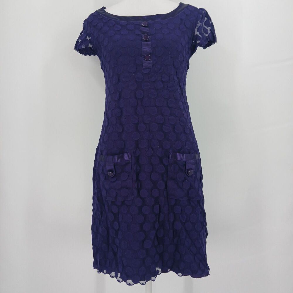 En Focus Studio Women's Size 4 Purple Textured Lace Sheath Dress short sleeve
